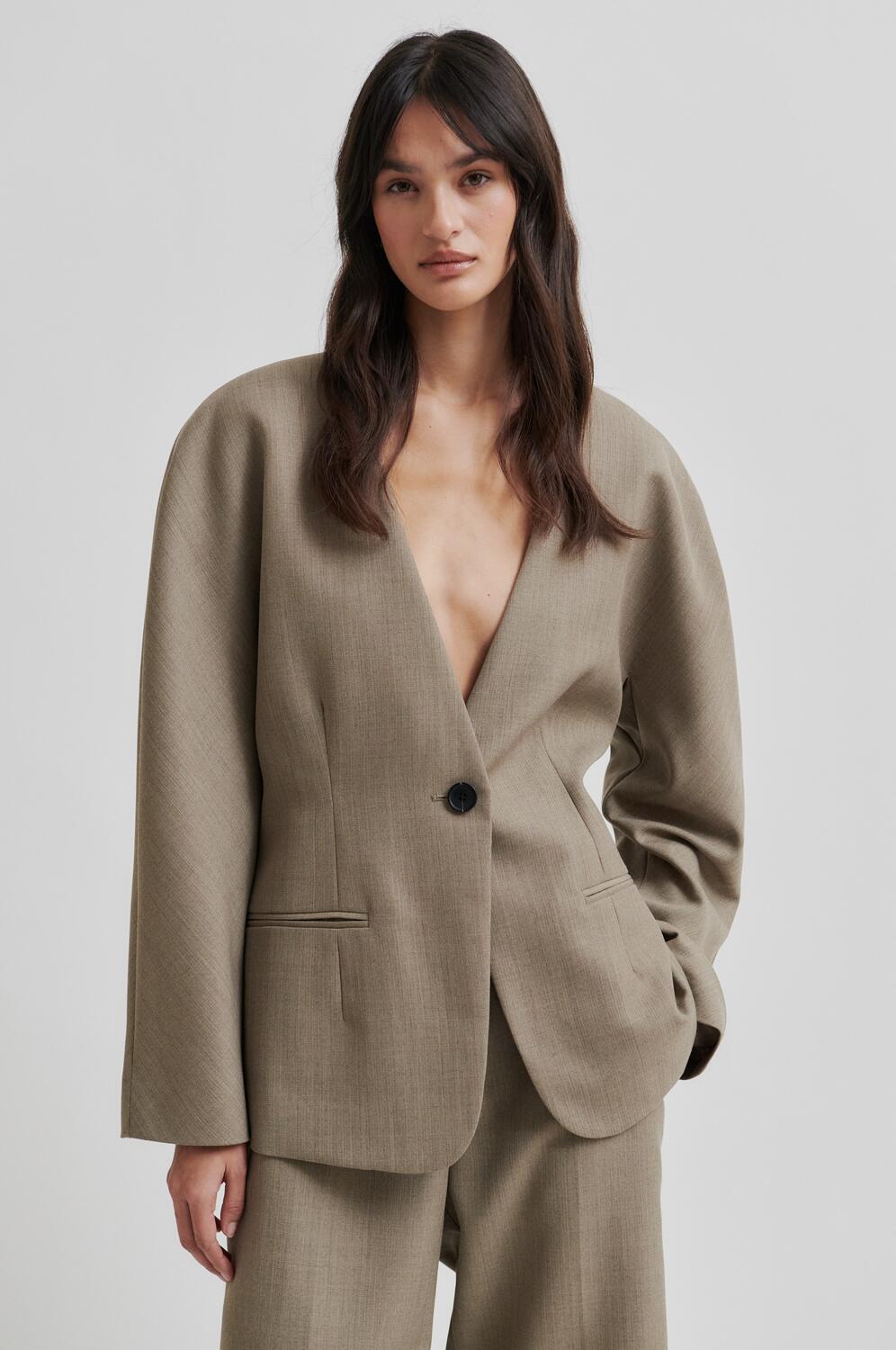 Levelup blazer - Mid Brown Melange